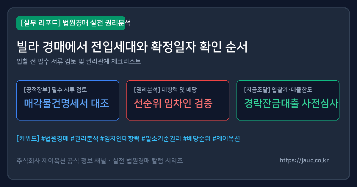빌라 경매 전입세대와 확정일자 확인 순서 체크리스트
