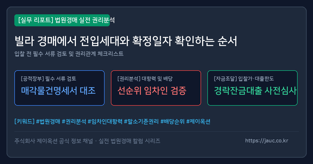 빌라 경매 전입세대와 확정일자 확인 순서 체크리스트