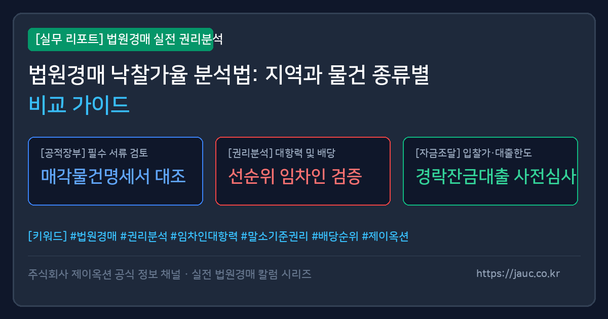 지역 및 물건 종류별 법원경매 낙찰가율 분석 요약 보고서 그래픽