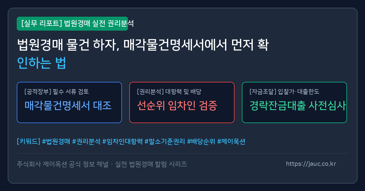 경매 서류 하자 확인 체크리스트와 비교표를 담은 문서형 인포그래픽