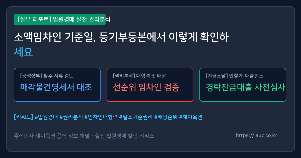 소액임차인 기준일 확인을 위한 등기부등본 설정일자 체크리스트 그래픽