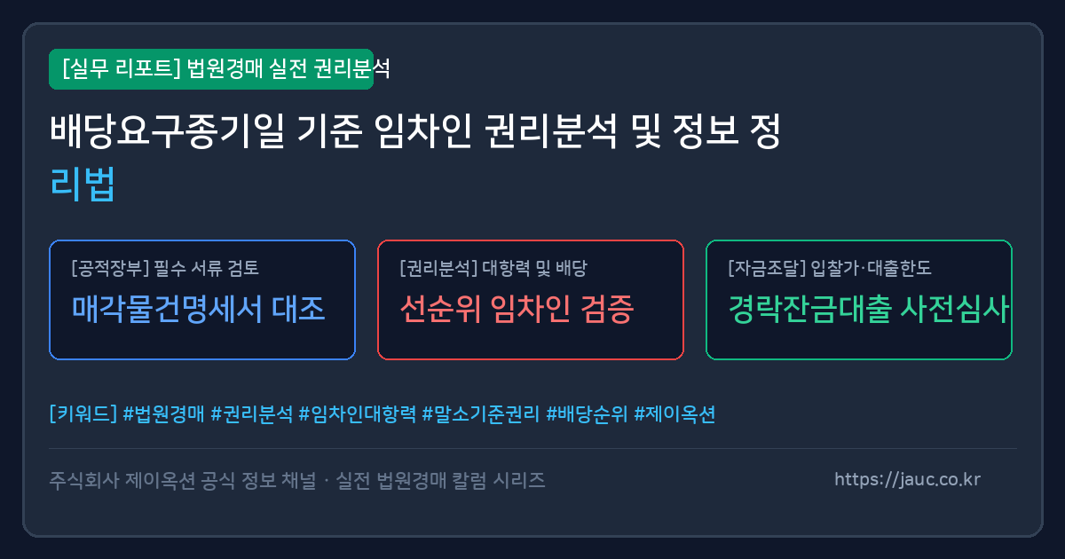 배당요구종기일 기준 임차인 권리분석 체계와 체크리스트를 표현한 그래픽 이미지
