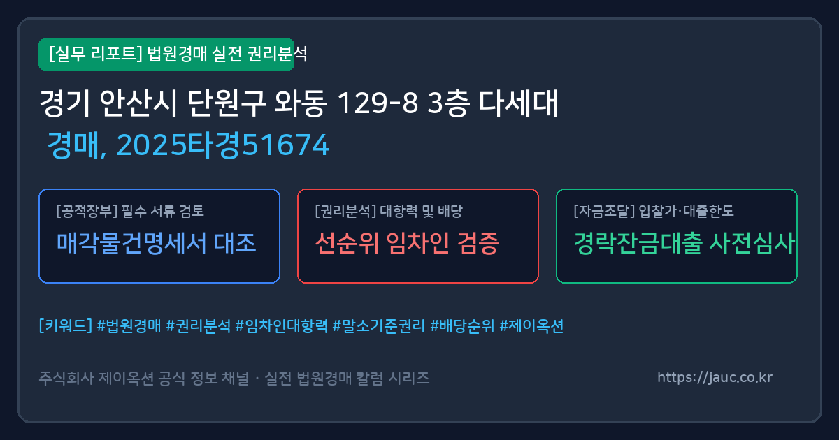 단원 다세대 경매 물건의 확인 포인트를 정리한 안내 그래픽