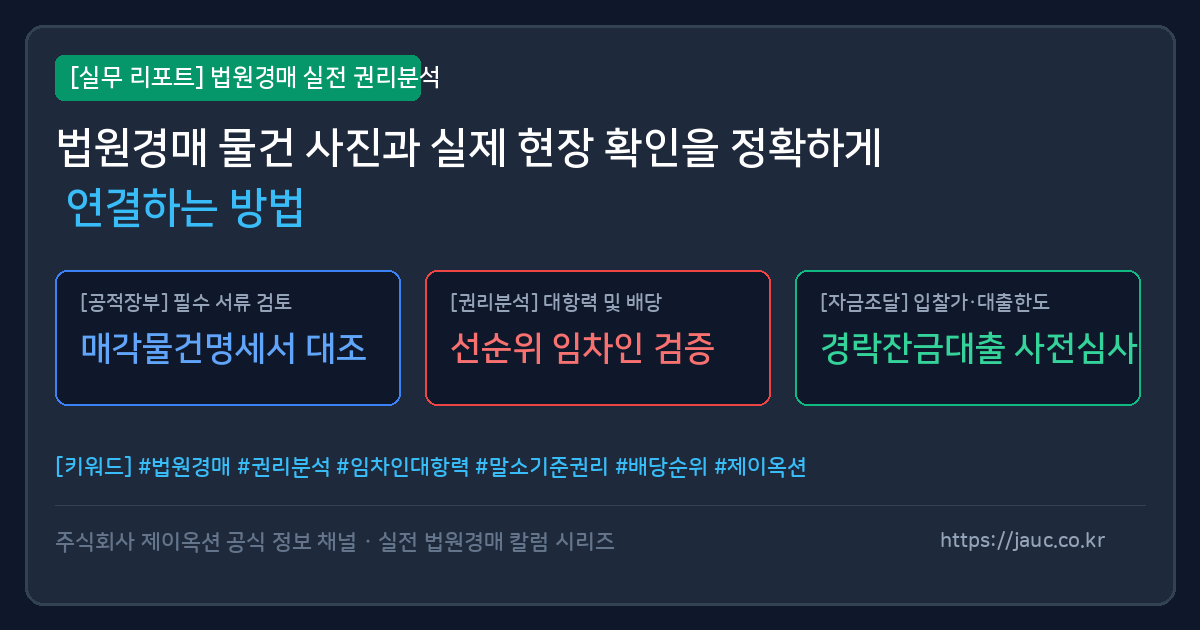 법원경매 물건 사진과 현장 확인을 위한 체크리스트 리포트 그래픽