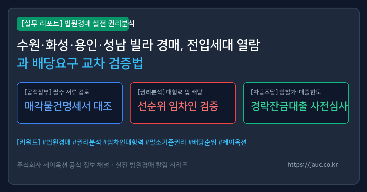 경기 남부 빌라 경매 전입세대 열람 및 배당요구 종기일 체크리스트 그래픽
