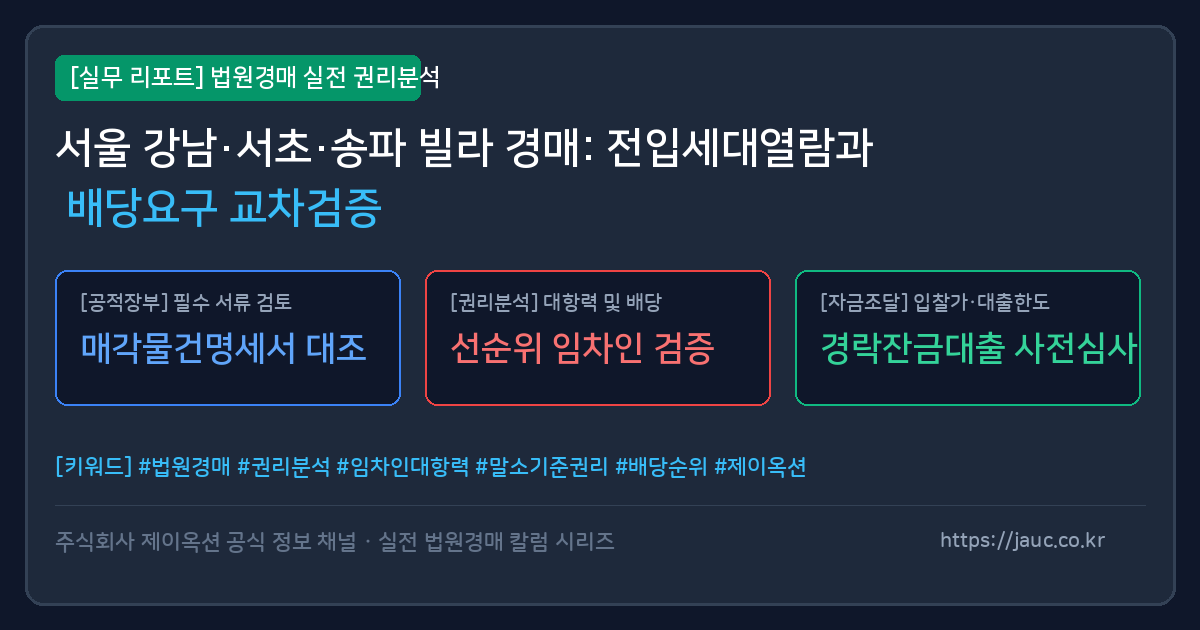 서울 강남3구 빌라 경매 전입세대열람 및 배당요구종기일 교차검증 체크리스트
