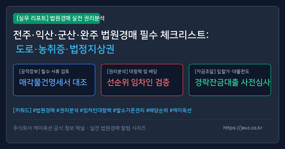전북 지역 법원경매 토지·임야·농지 권리분석 체크리스트 인포그래픽