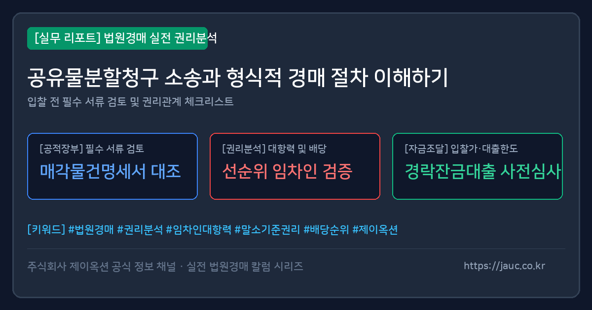 공유물분할청구 소송과 형식적 경매 절차 요약 인포그래픽