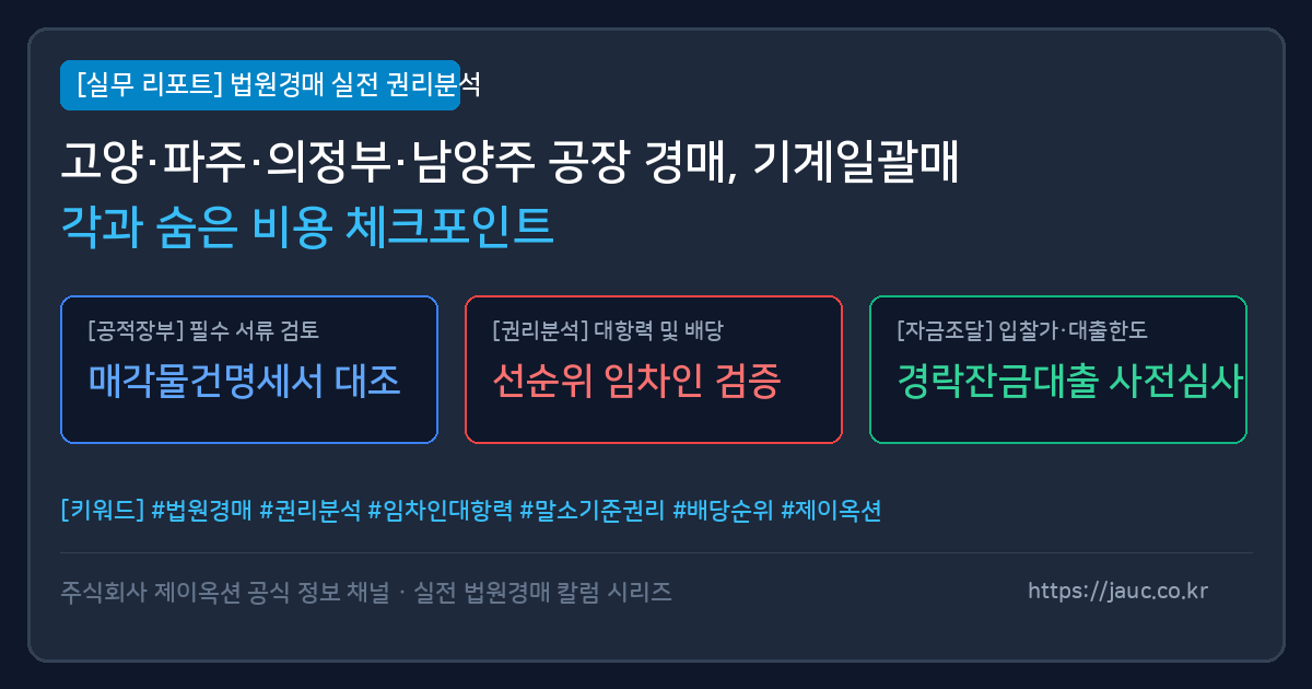 고양 파주 의정부 남양주 공장 경매 체크리스트 인포그래픽