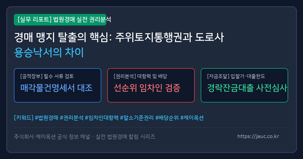 맹지 탈출을 위한 주위토지통행권과 도로사용승낙서 비교 체크리스트 그래픽