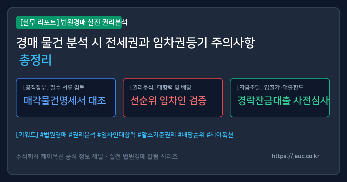 전세권과 임차권등기 경매 권리분석 체크리스트 인포그래픽