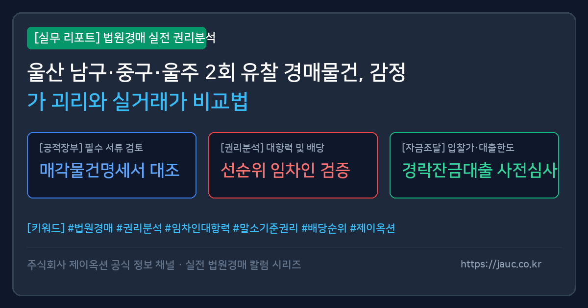 울산 아파트 경매 감정가와 실거래 하한선 비교 체크리스트 인포그래픽