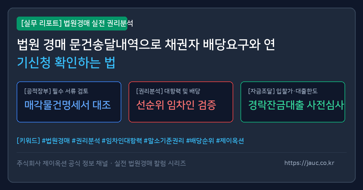 법원 경매 문건송달내역 확인 항목을 정리한 인포그래픽