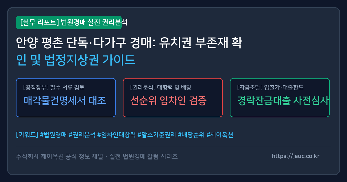 안양 평촌 주택 경매 권리분석 및 유치권 법정지상권 체크리스트 인포그래픽